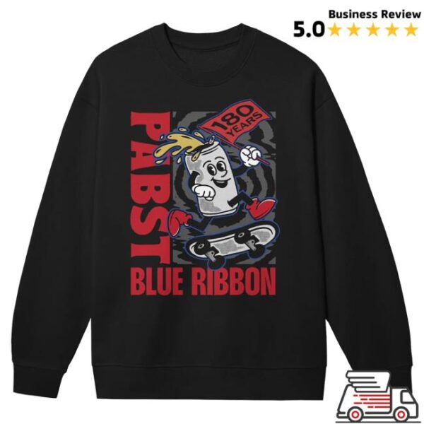 Pabst Blue Ribbon Merch Store 180 Skate Black Crewneck