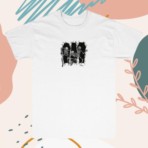 Show Me The Body Merch Skeleton Coffin Tee White