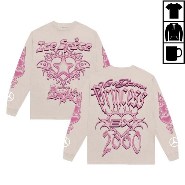 Ice Spice Official Store Merch Shop Ice Spice X Mercedes-Benz Long Sleeve Graphic Tee Tan