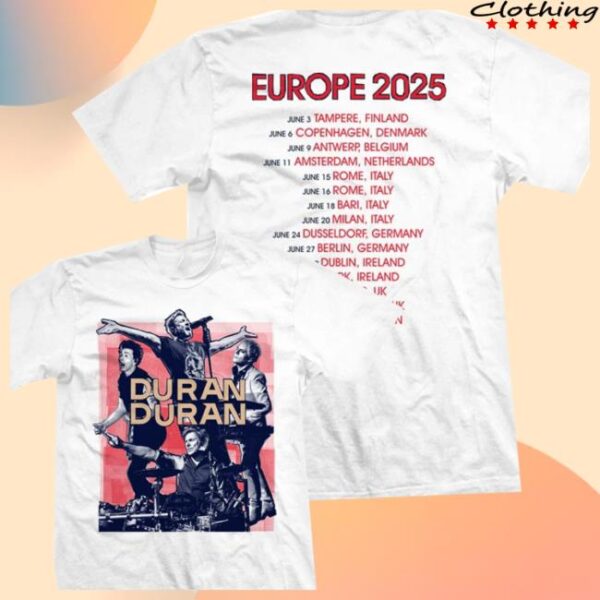 Duran Duran Official Store Merch White Euro 25 Collage T