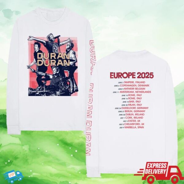Duran Duran Official Store Merch Shop White Euro 25 Long Sleeve Collage T