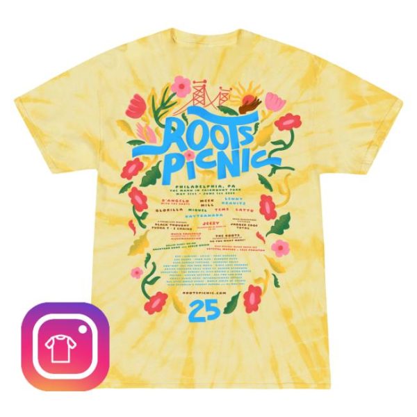 The Roots Picnic Store Merch Roots Picnic 2025 Floral Yellow Tiedye Tee