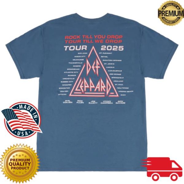 Def Leppard Official Store Merch Rock Til You Drop 2025 Tour Date T-Shirt
