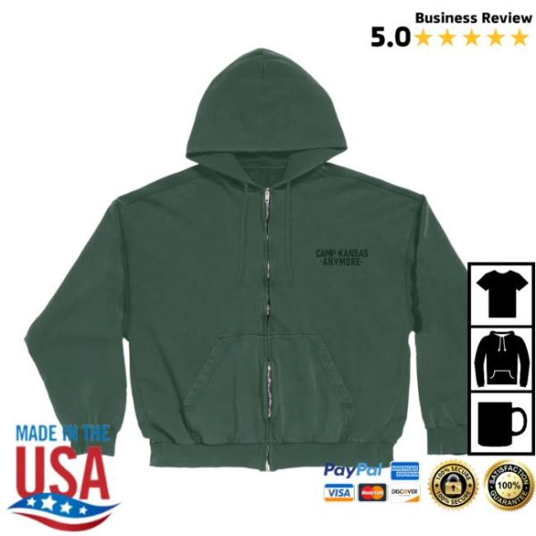 Hey Role Model Store Merch Camp Kansas Anymore Zip Up Hoodie