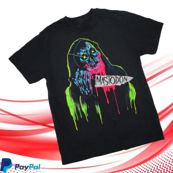 Mastodon Official Store Merch Shop Artist Series Cjk Neon Knife Skull Reaper T-Shirt