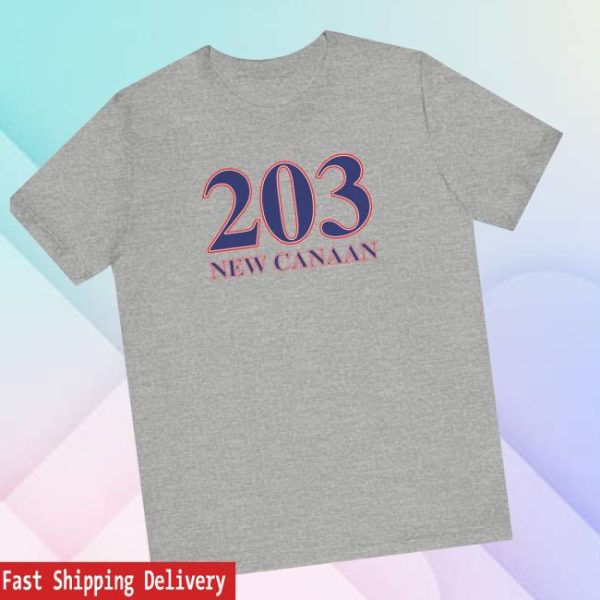 Finding Connecticut Shop Store Merch 203 New Canaan Red White & Blue Unisex Jersey Short Sleeve T-Shirt