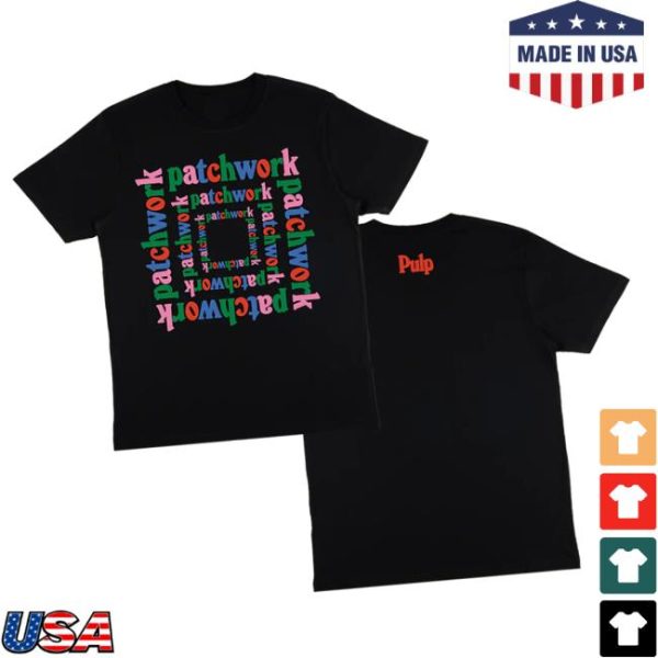 Pulp Store Merch Patchwork Repeat Logo Black T-Shirt