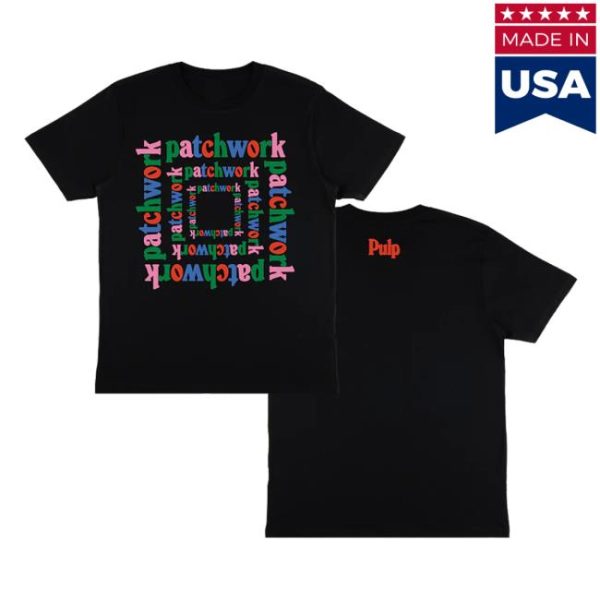 Pulp Store Merch Patchwork Repeat Logo Black T-Shirt