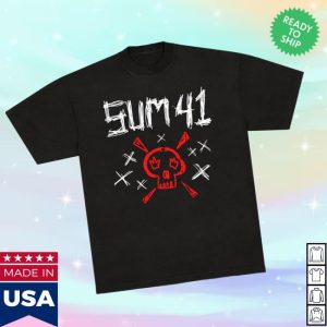 Sum41 Store Merch Sketch Logo Skull Black Tee