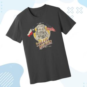 Willie Nelson Store Merch Willie Nelson Flag Portrait T-Shirt
