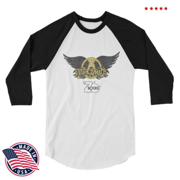 Aerosmith Store Merch 76′ Rocks Raglan Shirt