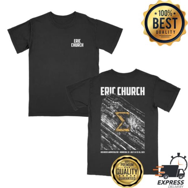 Eric Church Store Merch Red Rocks Event Black T-Shirt