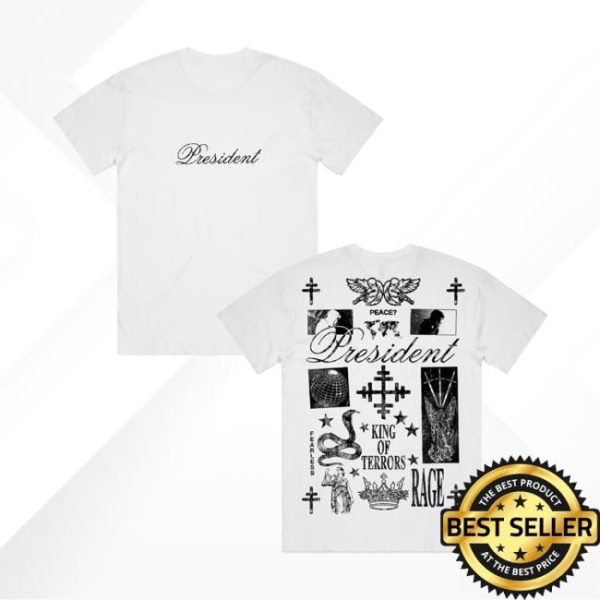 Presidentband Store Merch King Of Terrors Script White Tee