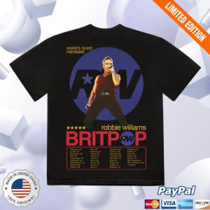 Robbie Williams Store Merch Britpop Tour Date T-Shirt