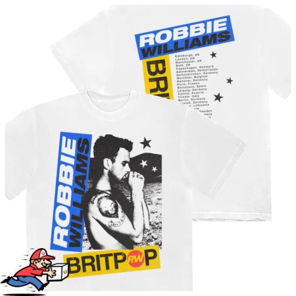 Robbie Williams Store Merch Vintage-Style Tour Date T-Shirt