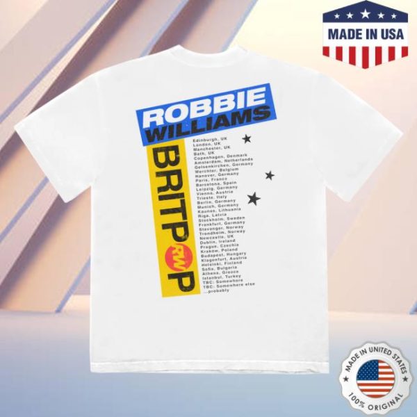 Robbie Williams Store Merch Vintage-Style Tour Date T-Shirt