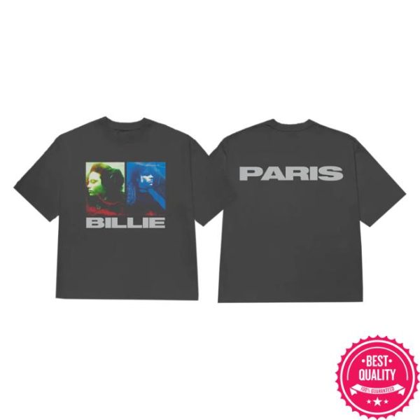 Shopfr Billie Eilish Store Merch Dual Photo Paris Black T-Shirt