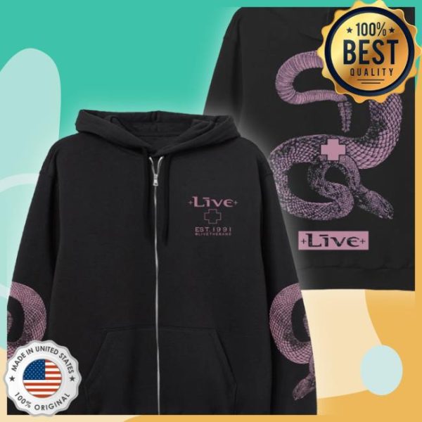Livetheband Store Merch Black Snake Zip Hoodie