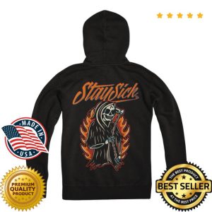 Merchnow Store Merch Stay Sick Clothing Reaper On Fire Black Pullover Hoodie
