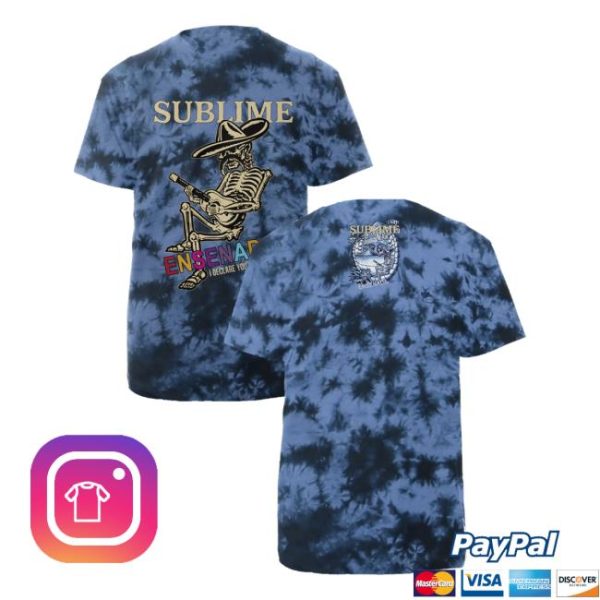 Sublime Store Merch Shop Ensenada Skeleton T-Shirt Blue Tie Dye