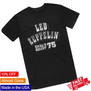 Led Zeppelin Store Merch Earl’s Court 75 Logo Black Tee