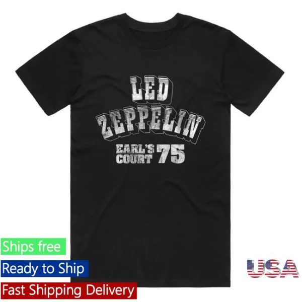 Led Zeppelin Store Merch Earl’s Court 75 Logo Black Tee
