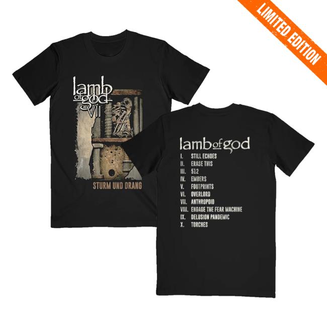 Lamb Of God Store Merch Shop Sturm Und Drang Tracklist Vintage Tee - Newest Fashion Trends