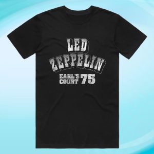 Led Zeppelin Merch Store Shop Earl’s Court 75 Logo Black Tee