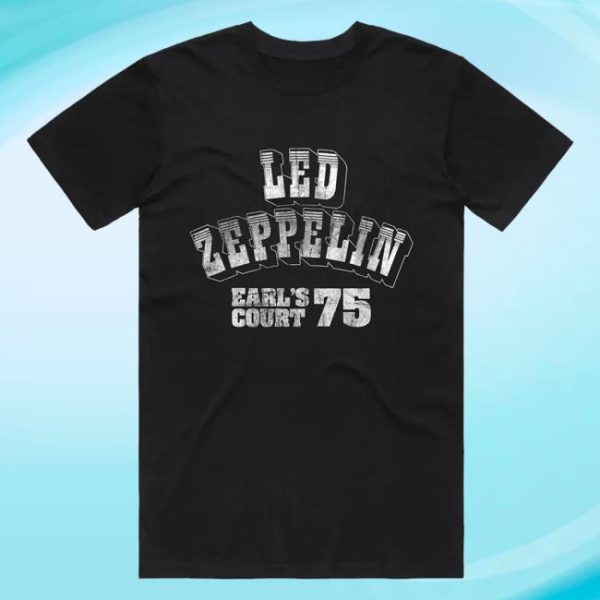 Led Zeppelin Merch Store Shop Earl’s Court 75 Logo Black Tee