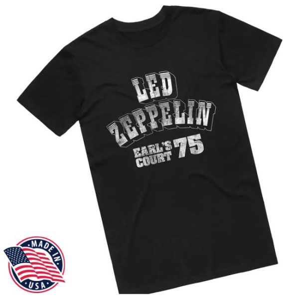 Led Zeppelin Merch Store Shop Earl’s Court 75 Logo Black Tee