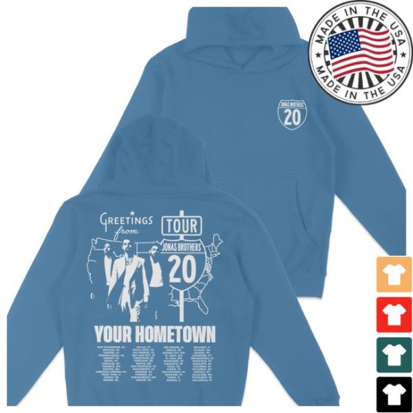 Jonas Brothers Store Merch Greetings From Your Hometown Tour Blue Hoodie