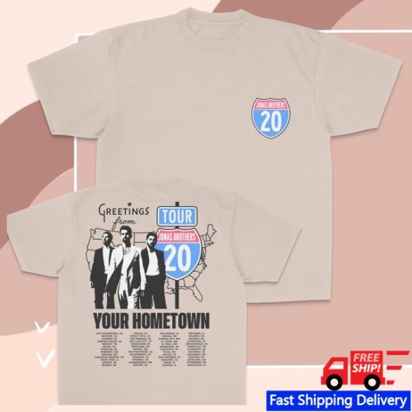 Jonas Brothers Store Merch Greeting’s From Your Hometown Route 20 Tour Tee