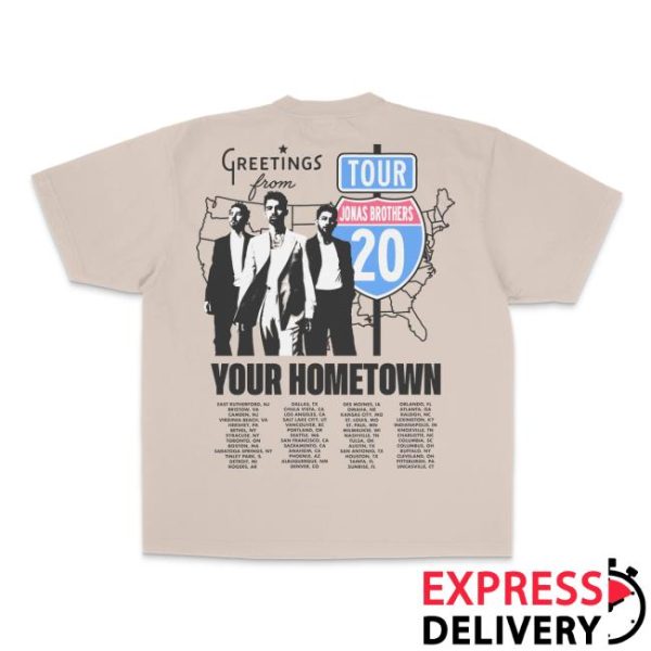 Jonas Brothers Store Merch Greeting’s From Your Hometown Route 20 Tour Tee