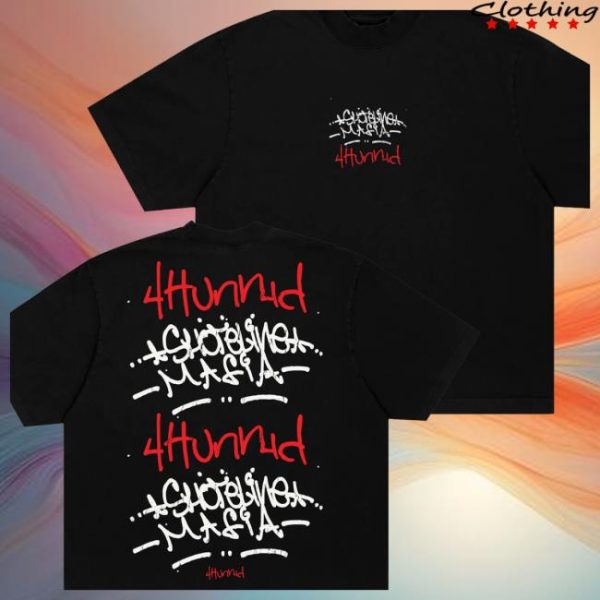 4Hunnid Store Merch 4Hunnid X Shoreline Mafia Tagger Black Tee