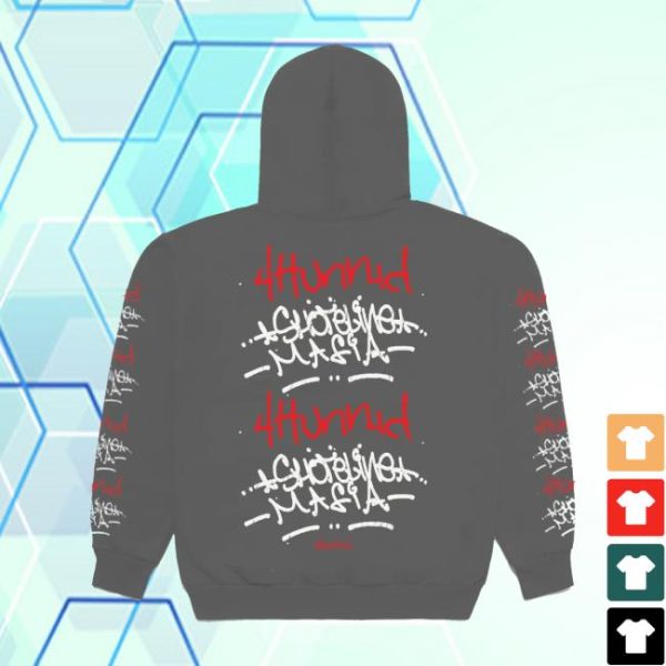 4Hunnid Store Merch 4Hunnid X Shoreline Mafia Tagger Hoodie Vintage Black