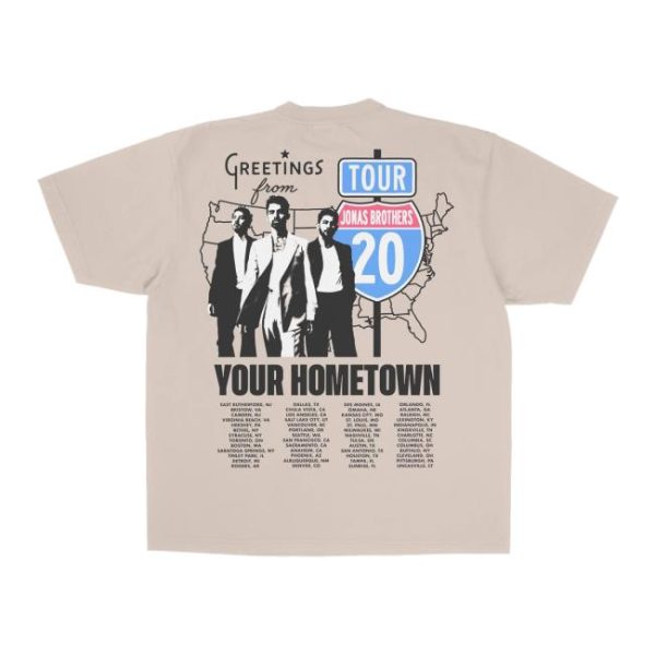 Jonas Brothers Merch Store Shop Greeting’s From Your Hometown Route 20 Tour Tee