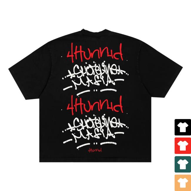 kenny 4Hunnid Merch Store Shop 4Hunnid X Shoreline Mafia Tagger Tee Blacka