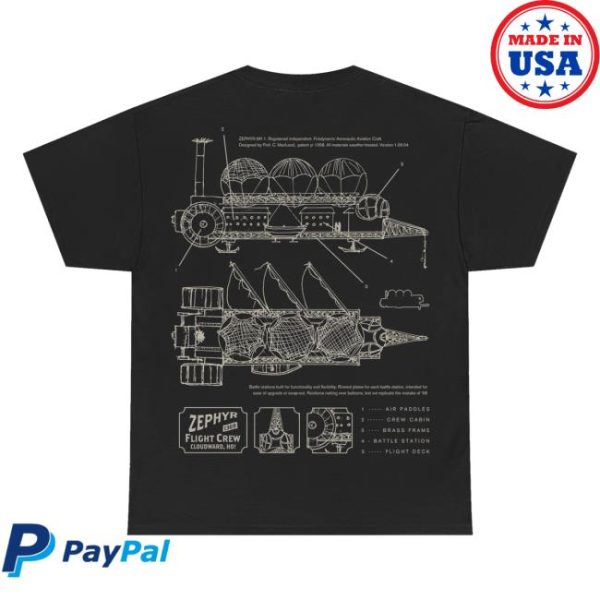 Dropout Tv Merch Store Shop Zephyr Airship Diagram T-Shirt