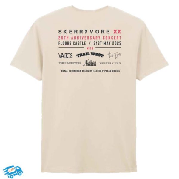 Skerryvore Store Merch Xx – Natural With Line Up T-Shirt