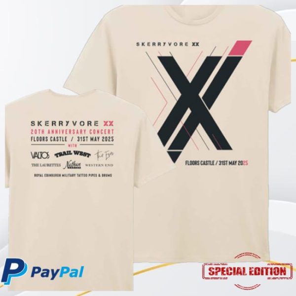 Skerryvore Store Merch Xx – Natural With Line Up T-Shirt