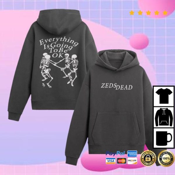 Zeds Dead Official Store Merch Shop Zeds Dead Everything Is Ok Premium Heavyweight Hoodie