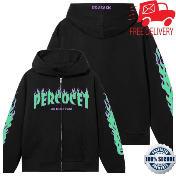 Revenge Store Merch Percocet Zip Black/Green Hoodie