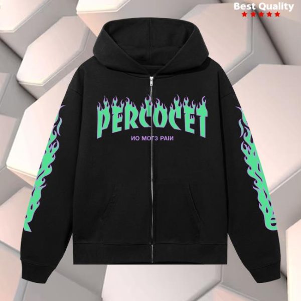 Revenge Store Merch Percocet Zip Black/Green Hoodie