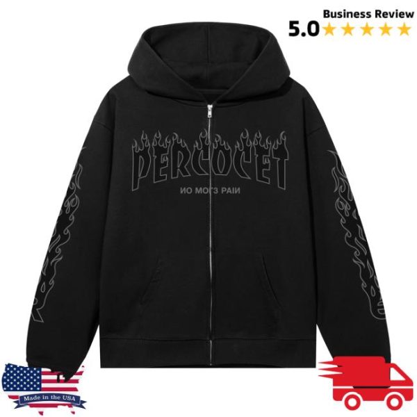 Revenge Store Merch Percocet Zip Black/Grey Hoodie