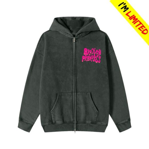 Broken Promises Store Merch Bubblegum Washed Zip-Up Hoodie