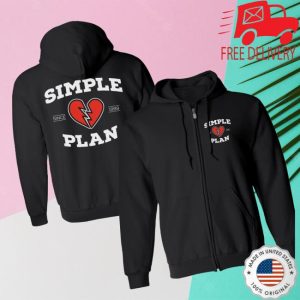 Simple Plan Store Merch Broken Heart Zip Hoodie