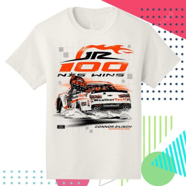 Nascar Store Merch Men’s Connor Zilisch Jr Motorsports Official Team Apparel Cream 2025 Pennzoil 250 100Th Xfinity Series Wins Race Win T-Shirt