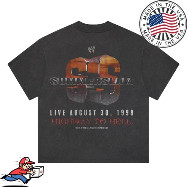 Wwe Shop Store Merch Men’s Black Summerslam Highway To Hell Boxy T-Shirt