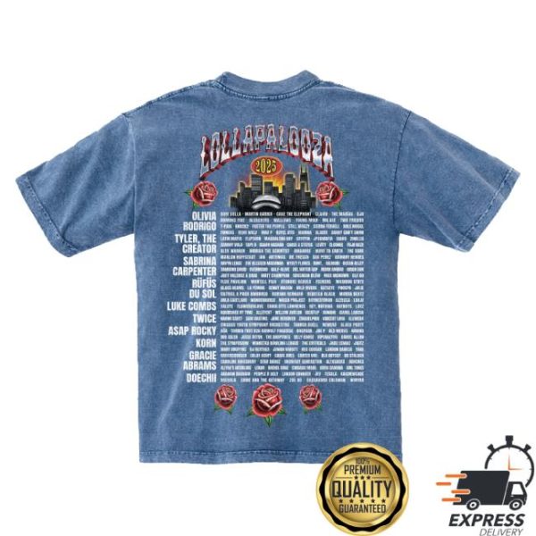 Lollapalooza Store Merch Rose Reaper Lineup Tee