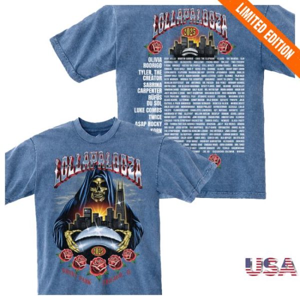 Lollapalooza Store Merch Rose Reaper Lineup Tee